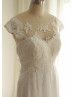 Cap Sleeves Lace Chiffon Full Length Wedding Dress